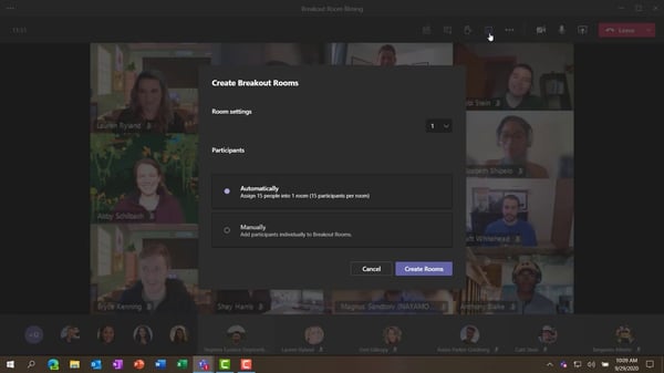 screenshot of "Create breakout rooms" window