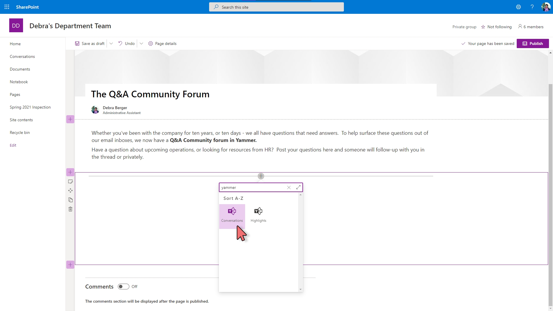 Yammer - Embed in SharePoint – 4