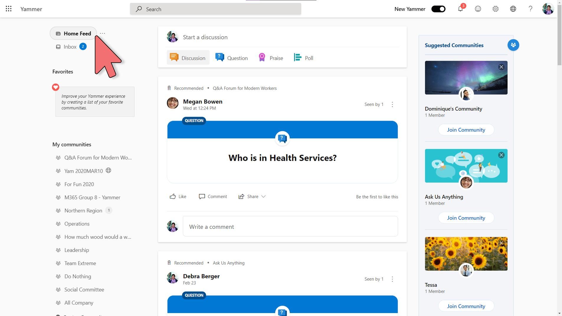 Yammer - Home Feed