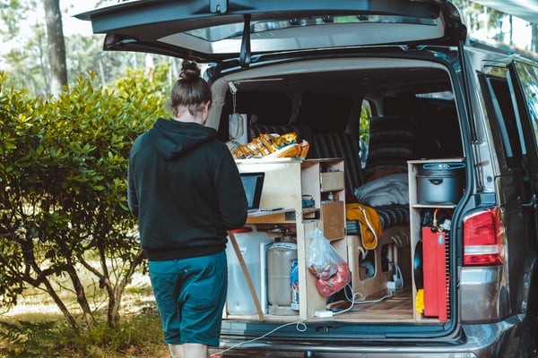 person using laptop behind van | Photo by Brina Blum on Unsplash