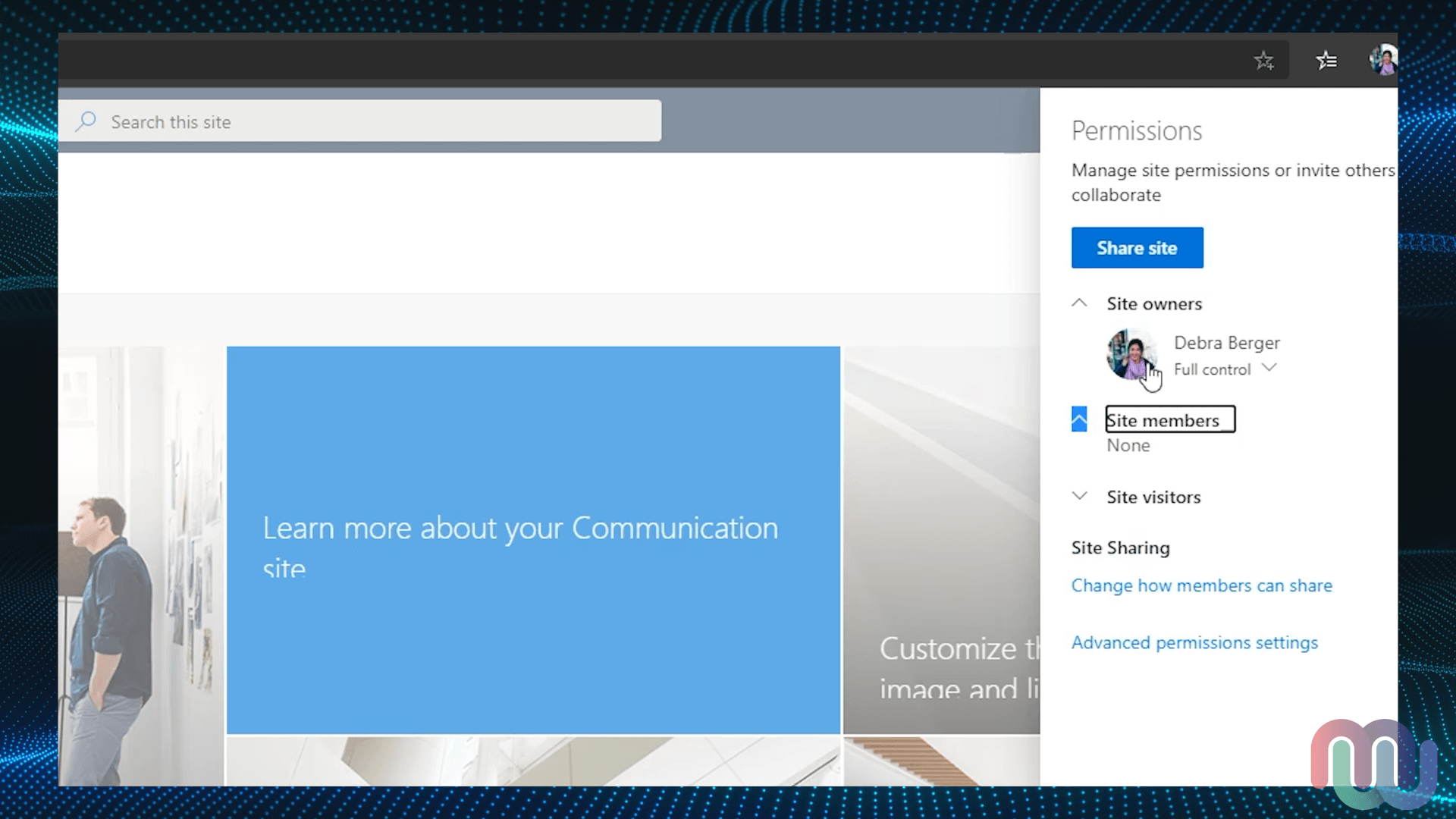 SharePoint Permissions menu