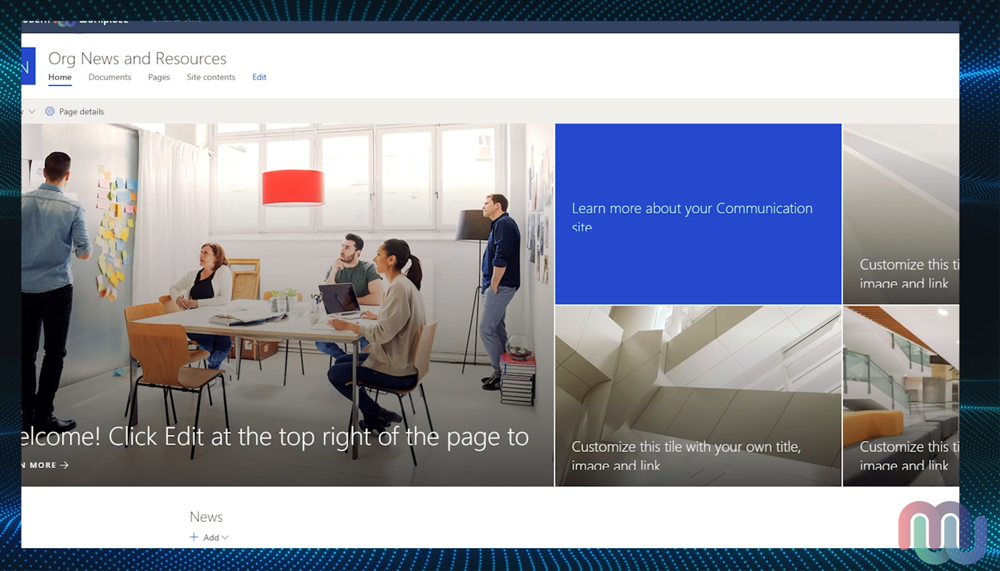 Out of the box SharePoint Communication site