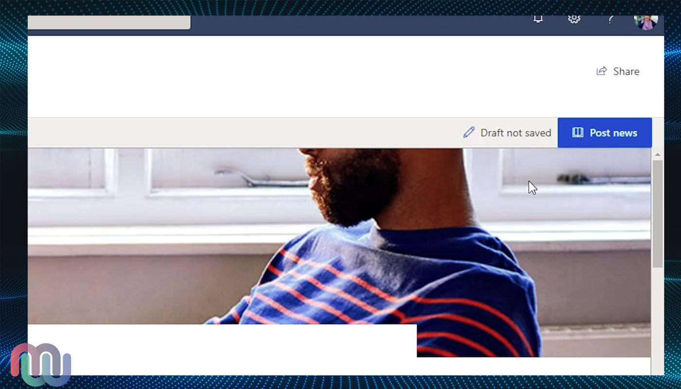 SharePoint News Page with "post news" button shown